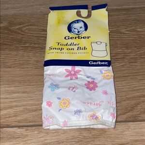 Vintage Gerber Toddler Snap On Vinyl Bib Floral NOS NEW